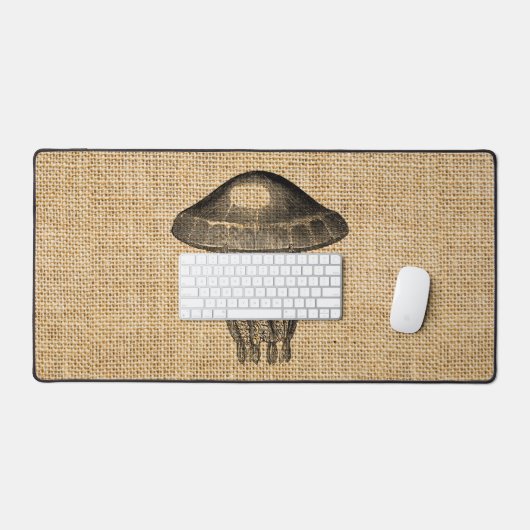 Rustieke Burlap Foto Afbeelding Kwallen Design Bureaumat (Keyboard & Muis)