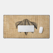 Rustieke Burlap Foto Afbeelding Seashells Design Bureaumat (Keyboard & Muis)
