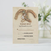 rustieke burlap hoefijzers paar bruiloft RSVP kaar (Staand voorkant)