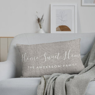 Rustieke Burlap Home Sweet Home Aangepaste familie Kussen
