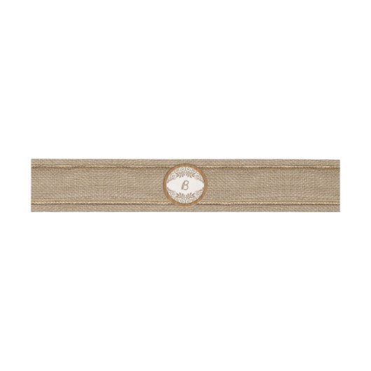 Rustieke Burlap Hout Monogram Bruiloft Belly Band Uitnodigingen Wikkel (Vlak)