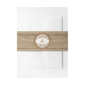 Rustieke Burlap Hout Monogram Bruiloft Belly Band Uitnodigingen Wikkel (Voorkant Voorbeeld)