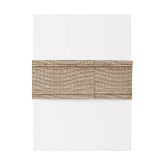 Rustieke Burlap Hout Monogram Bruiloft Belly Band Uitnodigingen Wikkel (Achterkant Voorbeeld)
