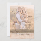 Rustieke Burlap Hout Wildflower Boho Fotobruiloft Kaart (Voorkant)