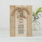 Rustieke Burlap Huwelijksuitnodiging met Hoefijzer Kaart (Staand voorkant)