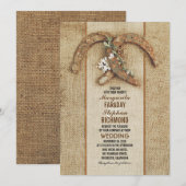 Rustieke Burlap Huwelijksuitnodiging met Hoefijzer Kaart (Voorkant / Achterkant)