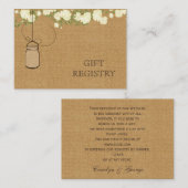 Rustieke Burlap Ivoor rozen Mason Jars Gift Regist Informatiekaartje (Voorkant / Achterkant)