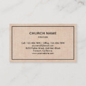 Rustieke Burlap Jesus Christ Cross Pastor Visitekaartje (Achterkant)