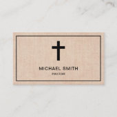 Rustieke Burlap Jesus Christ Cross Pastor Visitekaartje (Voorkant)