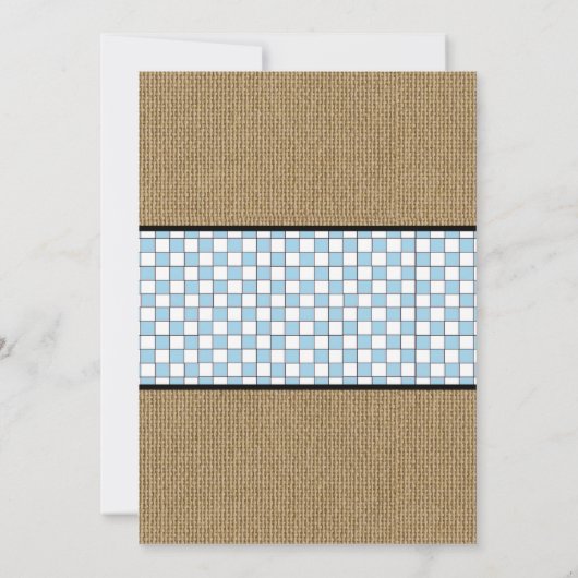 Rustieke Burlap Jongen Koppels Baby Q Sprinkle Sho Kaart (Achterkant)