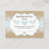 Rustieke Burlap Kant Blue Boy Luier Raffle Ticket Informatiekaartje (Voorkant)
