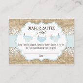 Rustieke Burlap Kant Blue Boy Luier Raffle Ticket Informatiekaartje (Voorkant)
