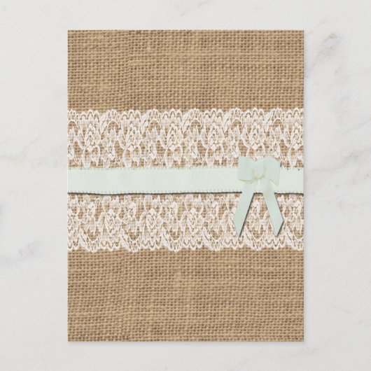 Rustieke Burlap, Kant en lint Briefkaart (Voorkant)