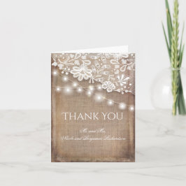 Rustieke Burlap Kant en String Lights Bedankt