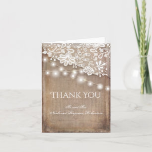 Rustieke Burlap Kant en String Lights Bedankt