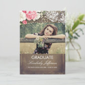 Rustieke Burlap Kant Goud Confetti Foto Afstuderen Kaart (Staand voorkant)