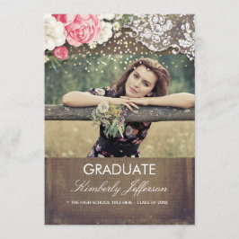 Rustieke Burlap Kant Goud Confetti Foto Afstuderen Kaart