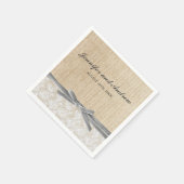 Rustieke Burlap Kant Grijs Ribbon Wedding Servetten (Hoek)
