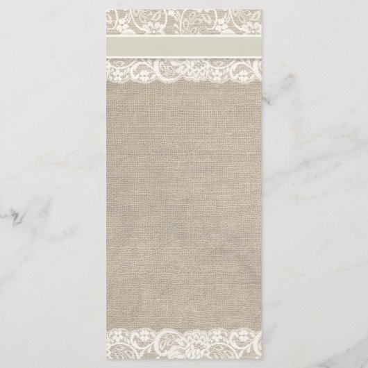 Rustieke Burlap & Kant Ivoor Bruiloft Menu (Achterkant)