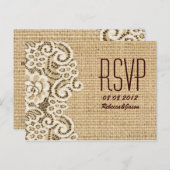 rustieke burlap kant land bruiloft RSVP Uitnodiging Briefkaart (Voorkant / Achterkant)