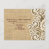 rustieke burlap kant land bruiloft RSVP Uitnodiging Briefkaart (Achterkant)