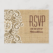 rustieke burlap kant land bruiloft RSVP Uitnodiging Briefkaart (Voorkant)