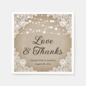 Rustieke  Burlap Kant Liefde en Bedankt Bruiloft Servet (Voorkant)