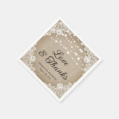 Rustieke  Burlap Kant Liefde en Bedankt Bruiloft Servet (Hoek)