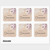 Rustieke Burlap Kant Roze Bloemen Quinceanera Stic Vierkante Sticker (Vel)