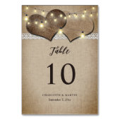 Rustieke Burlap Kant String Lights Wedding Kaart (Achterkant)