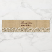 Rustieke Burlap kant westerne land schuur bruiloft Waterfles Etiket (Enkel label)