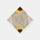 Rustieke  Burlap Kant Zonnebloem Bruiloft Servet (Hoek)