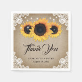 Rustieke Burlap Kant Zonnebloem Bruiloft Servet (Voorkant)