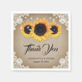 Rustieke  Burlap Kant Zonnebloem Bruiloft Servet