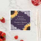 Rustieke Burlap Kant Zonnebloem en Paarse Bruiloft Servet (Insitu)