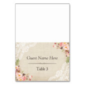 Rustieke Burlap Lace Bloemen Trouwplaats Kaart (Voorkant)