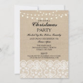 Rustieke Burlap Lace Christmas Dinner Day Party Kaart (Voorkant)
