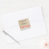Rustieke Burlap Lace Coral Ribbon Favor Label (Envelop)