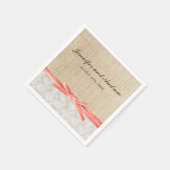 Rustieke Burlap Lace Coral Ribbon Wedding Servetten (Hoek)