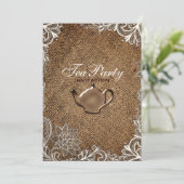 Rustieke Burlap Lace Country Bruids Tea Party Kaart (Staand voorkant)