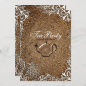 Rustieke Burlap Lace Country Bruids Tea Party Kaart (Voorkant / Achterkant)