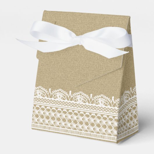 Rustieke Burlap Lace Country Bruiloft Bedankdoosjes (Voorkant Zijde)