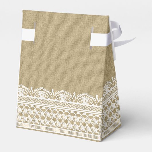Rustieke Burlap Lace Country Bruiloft Bedankdoosjes (Achterkant)
