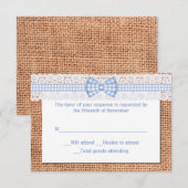 Rustieke Burlap & Lace Country Wedding Response Ka RSVP Kaartje (Voorkant / Achterkant)