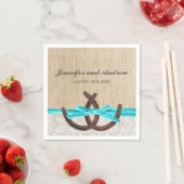 Rustieke Burlap Lace Hoefijzer Blauwgroen lint bru Servetten (Insitu)