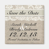 Rustieke Burlap Lace Ivory Save the Date Magnet (Voorkant)