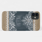 Rustieke Burlap Lace krijtbord gepersonaliseerd Case-Mate iPhone Case (Achterkant (horizontaal))