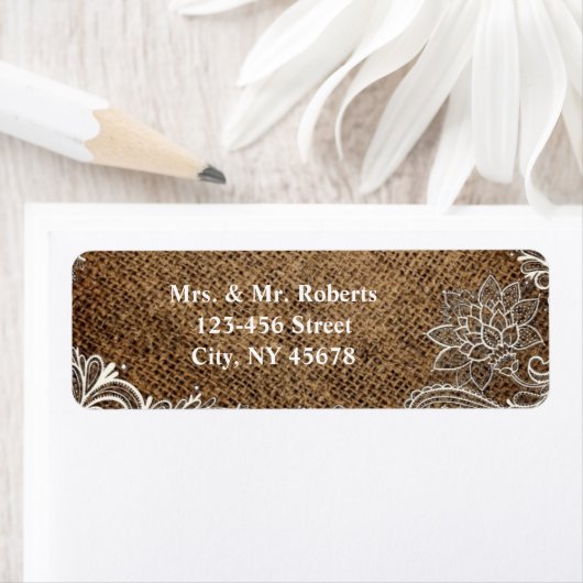 rustieke burlap lace land bruiloft etiket (Insitu)