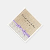 Rustieke Burlap Lace Lavender Ribbon Wedding Servetten (Hoek)