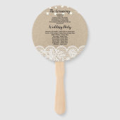 Rustieke Burlap Lace Lights Trouwprogramma Fan Handwaaier (Achterkant)